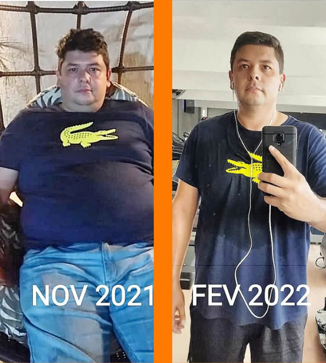 Junior antes e depois: novembro de 2021 comparado a fevereiro de 2022